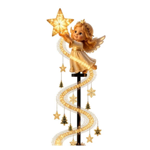 Peace Angel Figurine Christmas Outdoor Decor Solar Light, IP65 Waterproof Resin Angel Yard Art Lamp 17.72x5.91 In for Outside Christmas Holiday Decor