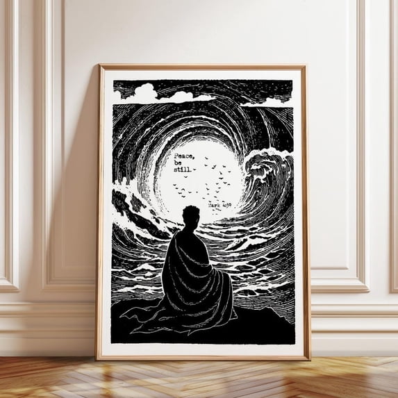 Peace Be Still Mark 4 39 Storm And Calm Scripture Wall Art Print, Unframed Paper Poster 11x14in