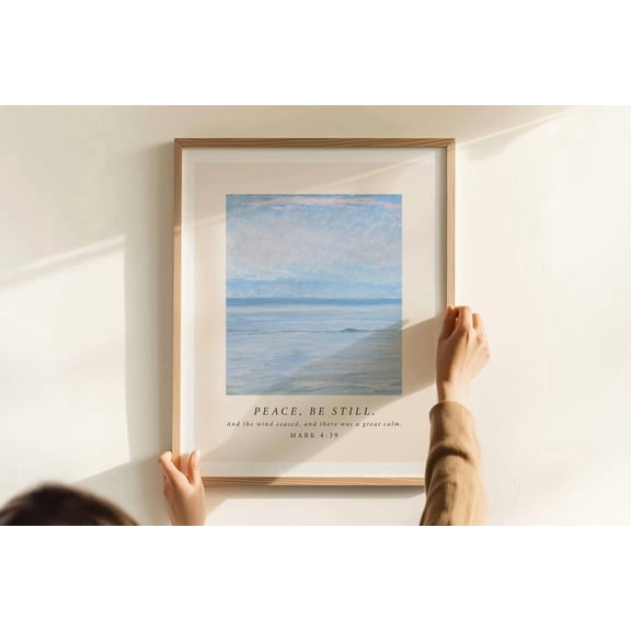 Peace Be Still Poster, Christian Wall Art, Jesus Print, Mark Poster, Sea Poster