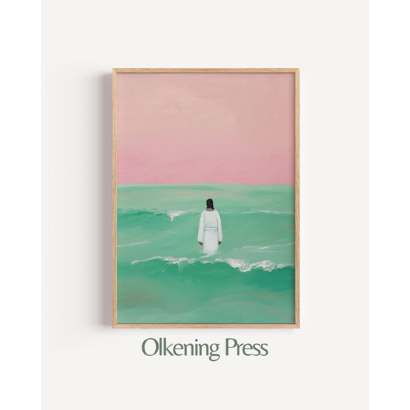 Peace Be Still Soothing Ocean Pastel Serenity Bible Art, Unframed Canvas 8x10in