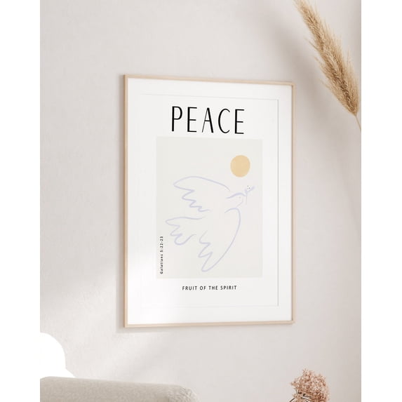 Peace Bible Verse Galatians 5 Minimal Art Modern Scripture Decor Christian Home Decor, Stretched Canvas 12x16in