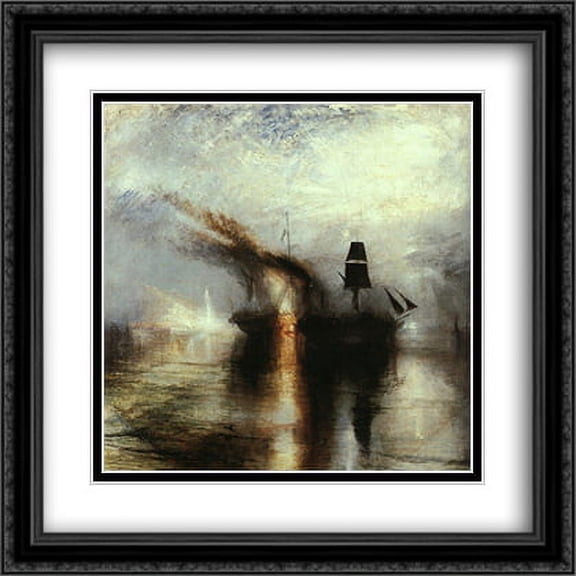 Peace ' Burial at Sea 2x Matted 28x28 Large Black Ornate Framed Art Print by Turner, Joseph Mallord William