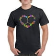 thumbnail image 1 of Peace Cats And Love Heart Paws Symbol Men Black T-Shirt, Male x-Large, 1 of 4