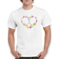 thumbnail image 1 of Peace Cats And Love Heart Paws Symbol Men White T-Shirt, Male Small, 1 of 4