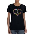 thumbnail image 1 of Peace Cats And Love Heart Paws Symbol Women Black T-Shirt, Female x-Large, 1 of 4