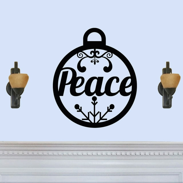 Peace Christmas Ornament Themed Laser Cut Solid Steel Decorative Home Accent Wall Sign Hanging