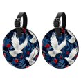 thumbnail image 1 of Peace Dove 2Pcs PU Leather Round Luggage Tags with Privacy Cover and Name ID Tag for Suitcase, Handbags, Backpacks, School Bags, 1 of 6