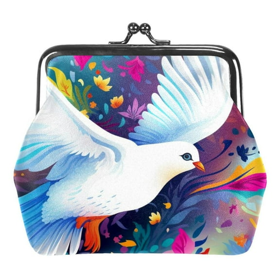 Peace Dove Coin Purse Vintage Pouch Kiss-lock Change Purse Wallets
