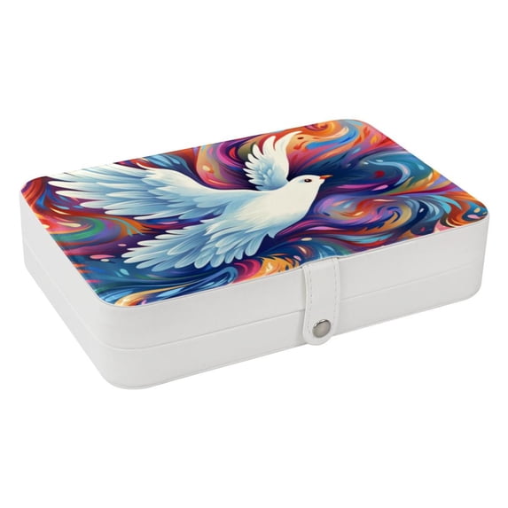 Peace Dove Earring Organizer Jewelry Box with Removable Compartment and Portable Design