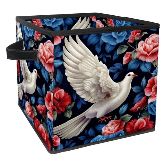 Peace Dove Foldable Storage Cubes with Handle, 10.8"x10.5"x10.6", Large Capacity Storage Containers for Toy Box