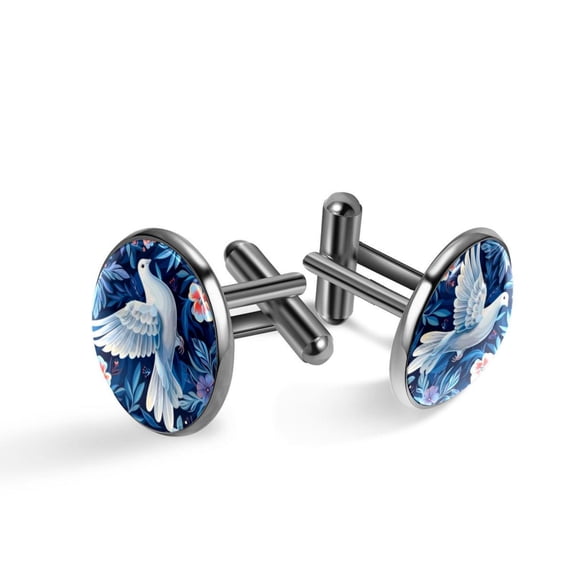 Peace Dove Men's Cufflinks Set for Formal Attire, Made of Stainless Steel, for Workplace and Special Occasions