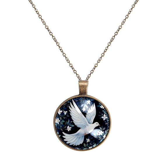 Peace Dove Necklace Personalized Custom Photo Round Pendant Adjustable Stainless Steel Necklaces with Gift Box for Men Women Mothers Valentine's Jewelry Gift