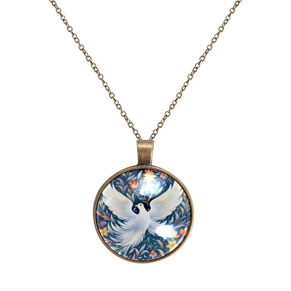 Peace Dove Necklace Personalized Custom Photo Round Pendant Adjustable Stainless Steel Necklaces with Gift Box for Men Women Mothers Valentine's Jewelry Gift