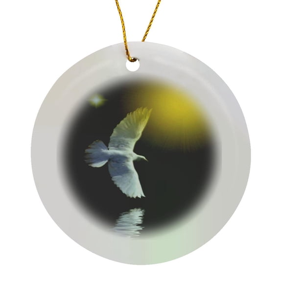 3drose, Peace Dove - on a Moonlit Night, Circle Porcelain Ornament
