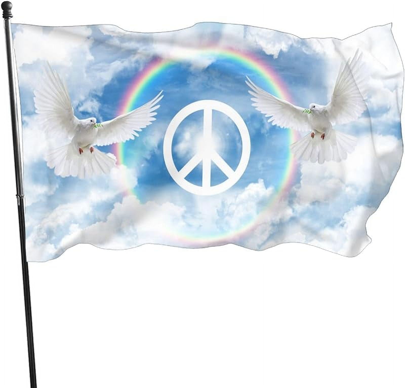 Drapeau USA 3x5 Pieds Avec Signe De Paix - Bannière Américaine Neuve 100D, Qualité Résistante