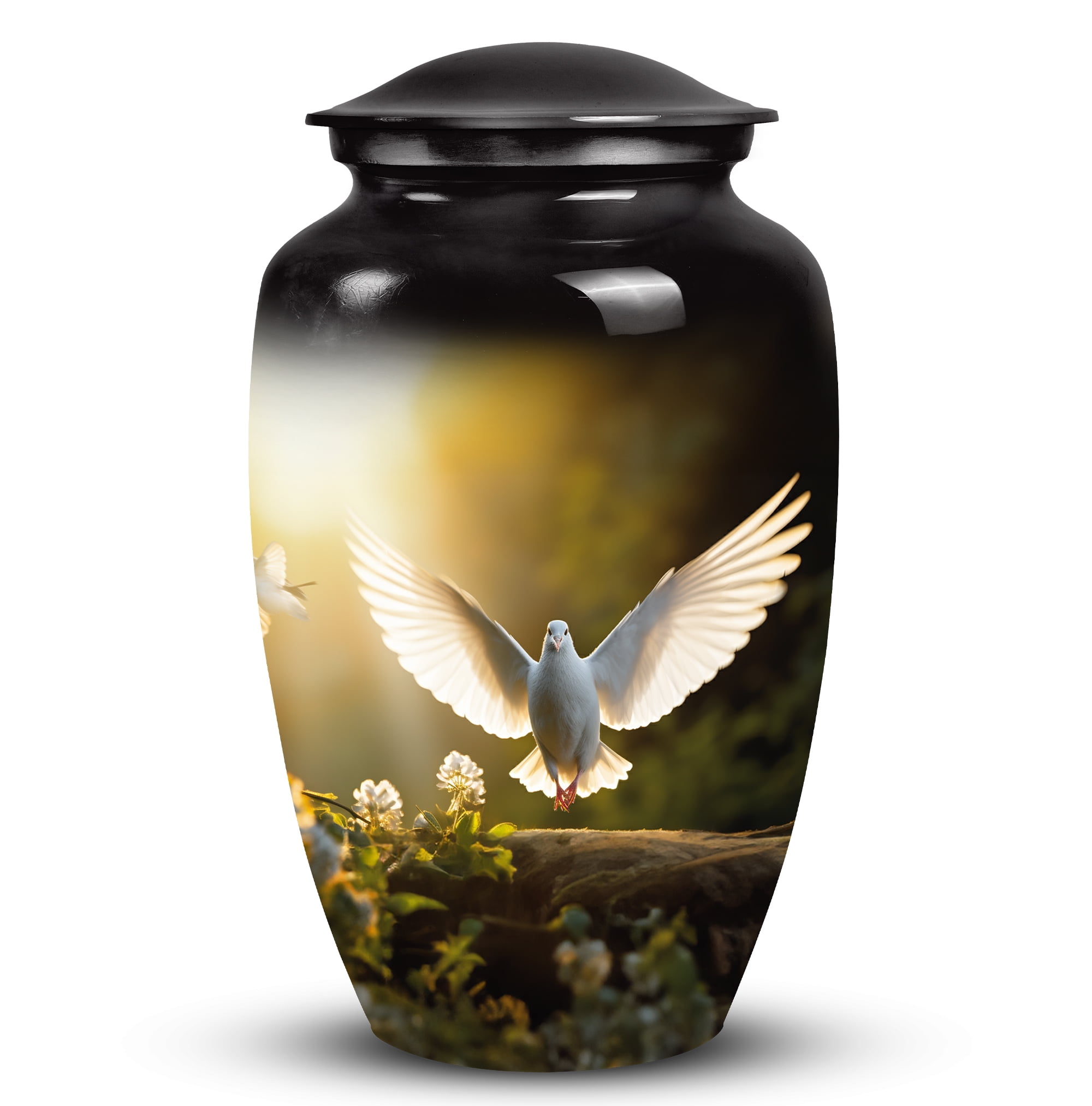 Peace Dove Pearl White Cremation Urn Human Ashes Adult Memorial Urn