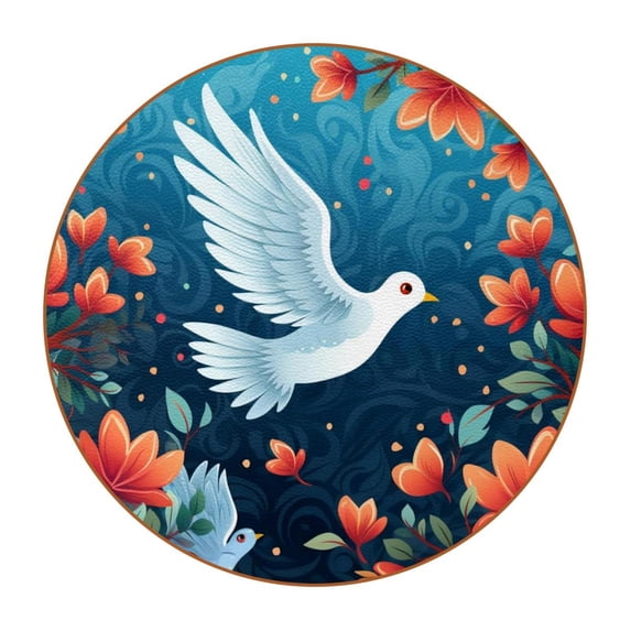 Peace Dove Set of 6 Round Microfiber Leather Coasters, 11x11 cm/4.3x4.3 in, Drink Coasters for Home and Office, and Water Absorbent Cup Coasters
