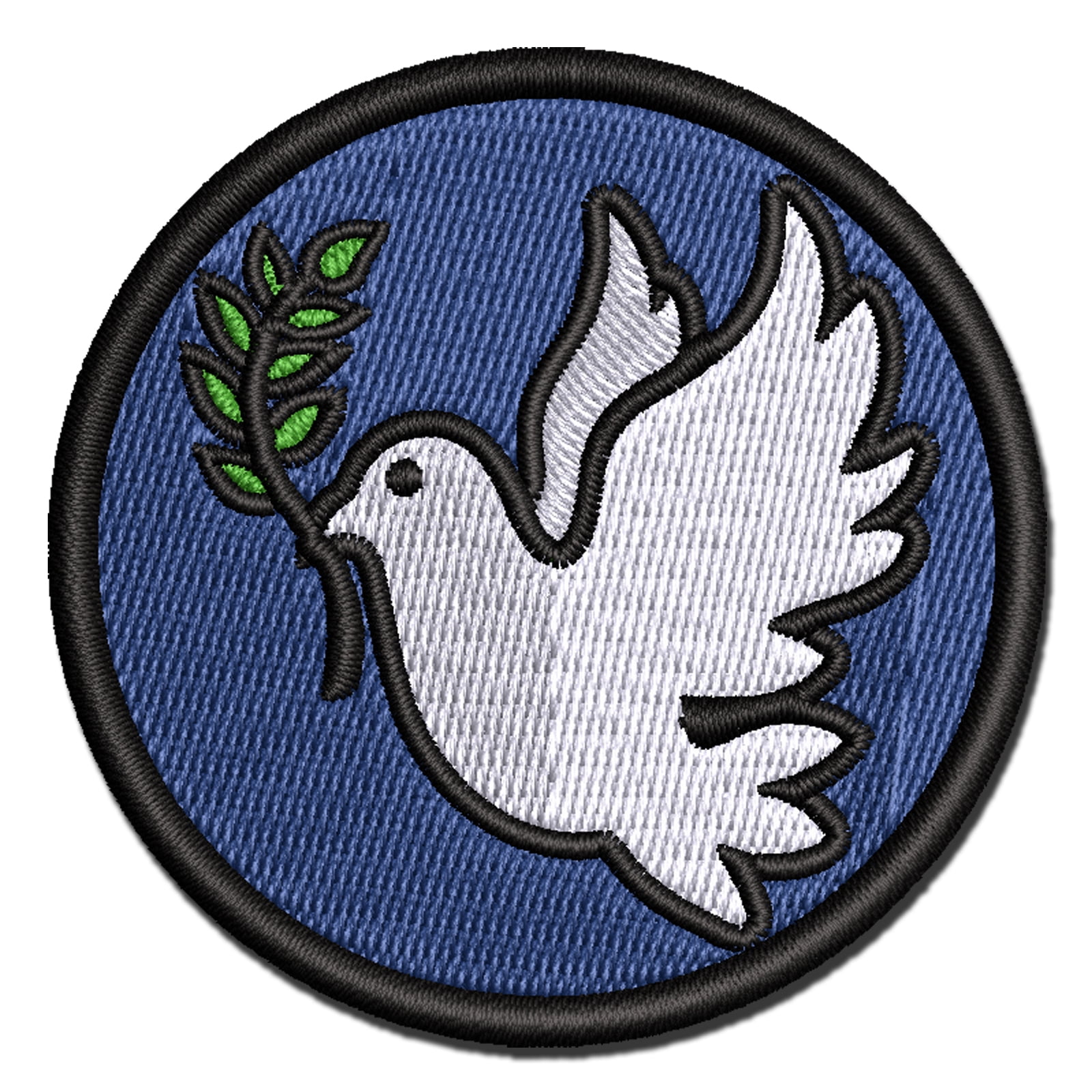 Peace Dove with Olive Branch Applique Multi-Color Embroidered Hook & Loop Patch - 3.5 Inch Large
