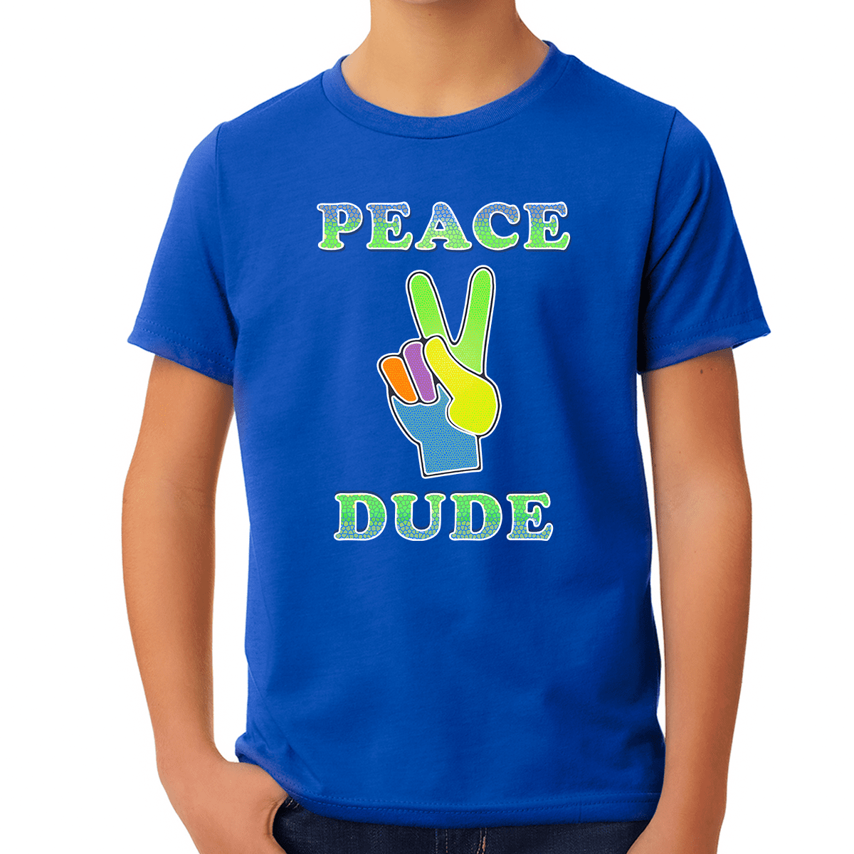 Peace Dude Shirts for BOYS Blue Peace Sign Perfect Dude Shirt