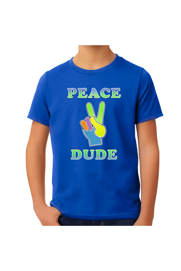 Peace Dude Shirts for BOYS - Blue Peace Sign Perfect Dude Shirt for BOYS - Perfect Dude Merchandise