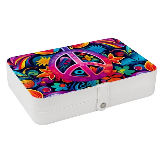 Peace Earring Organizer Holder Jewelry Stand, PU Leather with Removable Compartment, Portable