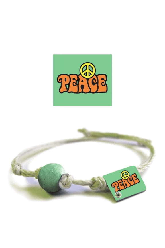 Peace Earth Bands Bracelet | Eco Friendly | Natural Hemp | Vegan Boho | Custom Jewelry | Handmade w/ Earth & Sand