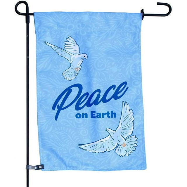 Peace on Earth Garden Flag, Double-Sided Outdoor Garden Flag and Flagpole, Decorative Flag for Homes, Yards, and Gardens, 12 x 18 Inch Flag with 36 Inch Flagpole