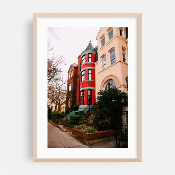 Peace on Earth - Washington District of Columbia Photography Architecture Cityscape Autumn Vintage Travel Poster Street Photography Oak Framed Wall Art Print 5 x 7 inches
