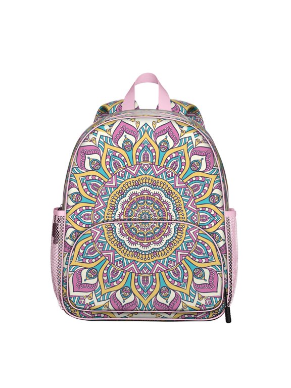 Peace Energy Students Backpack - Colorful Calm Zen Spiritual Design with Lotus Flower Yoga Art, Durable Water-Resistant Oxford Fabric for School and Travel