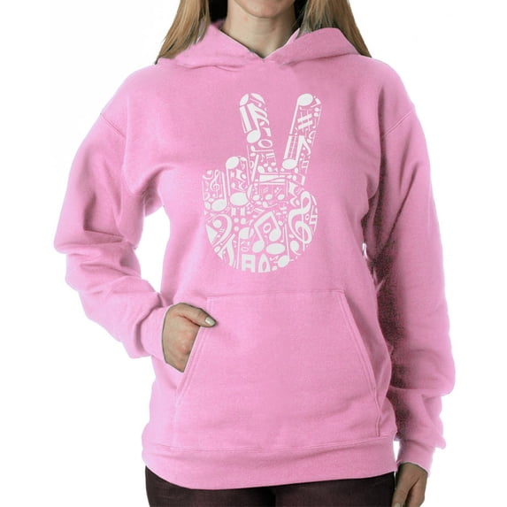 Peace Finger Notes - Women's Word Art Hooded Sweatshirt