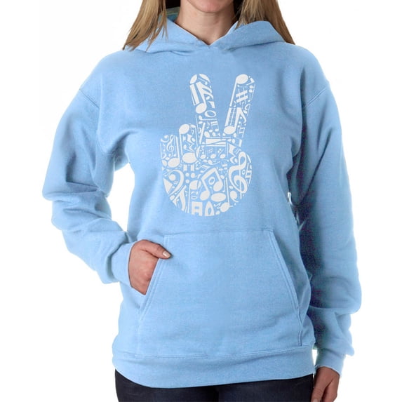 Peace Finger Notes - Women's Word Art Hooded Sweatshirt