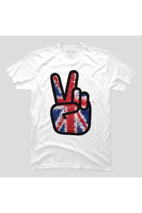 Peace Finger UK British Flag Graphic T-shirt M2988147, Up to Size 5XL