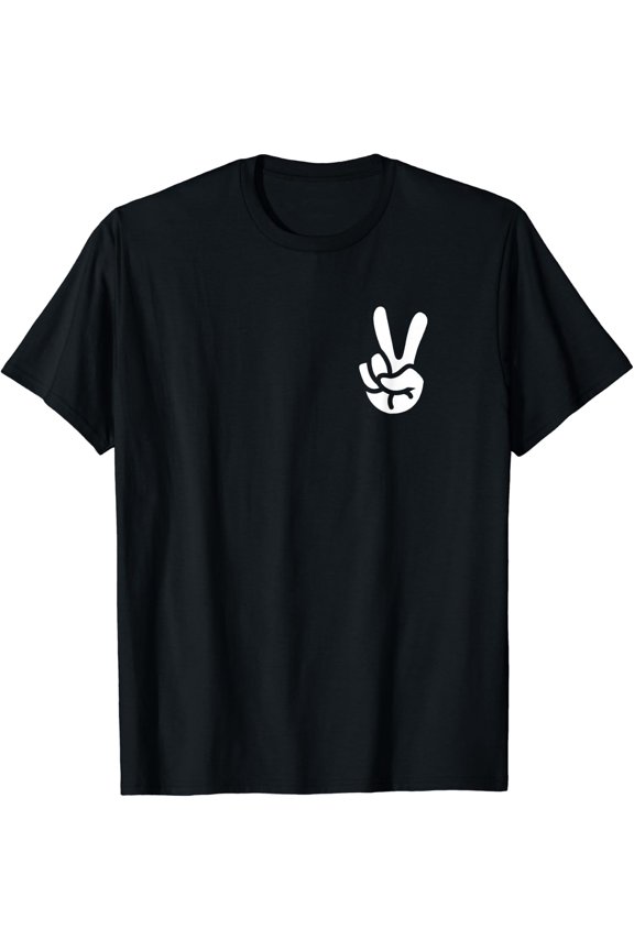 Peace Fingers V Sign Groovy Peace Hand T-Shirt Size S-5XL