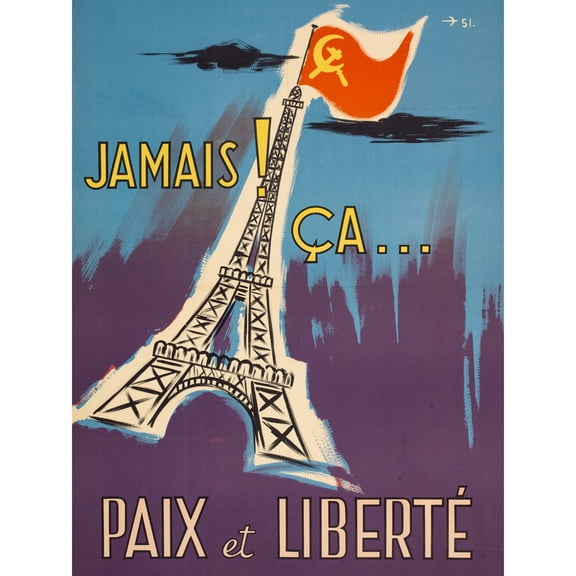 Peace Freedom Free France Eiffel Communism Advert Extra Large Art Print Wall Mural Poster Premium XL