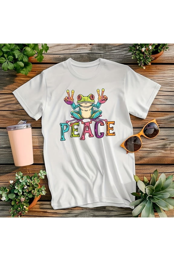 Peace Frog, Frog T , Froggy T, Frog Graphic , Cool S Gardners, Peace Sign, R T-, Novelty09