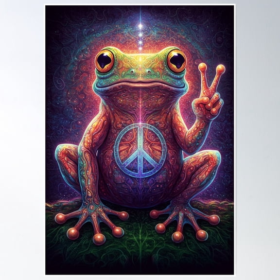 Peace Frog Poster Wall Art, Modern Wall Decor, 8x12 UNFRAMED