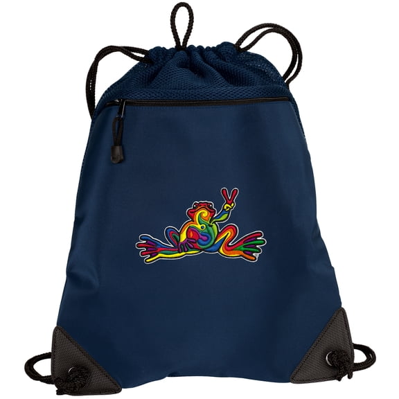 Peace Frogs Drawstring Bag Peace Frogs Cinch Pack - Unique Mesh & Microfiber