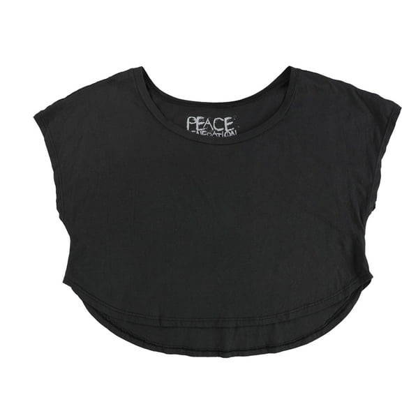 Peace Generation Womens Solid Cropped Basic T-Shirt, Black, Medium