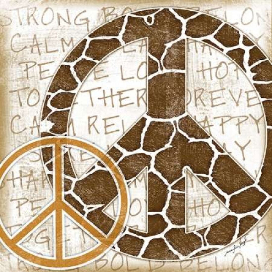 Peace Giraffe Canvas Art - Jennifer Pugh (24 x 24)
