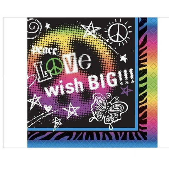 Peace Girls Party Beverage Napkins, 16ct