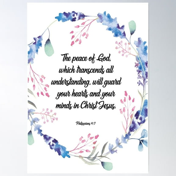 The Peace Of God, Happiness Positivity, Philippians 4:7, Bible Verse, Scripture, Christian Gift Poster Wall Art, Modern Wall Decor For Living Room Bedroom, 8x12 UNFRAMED