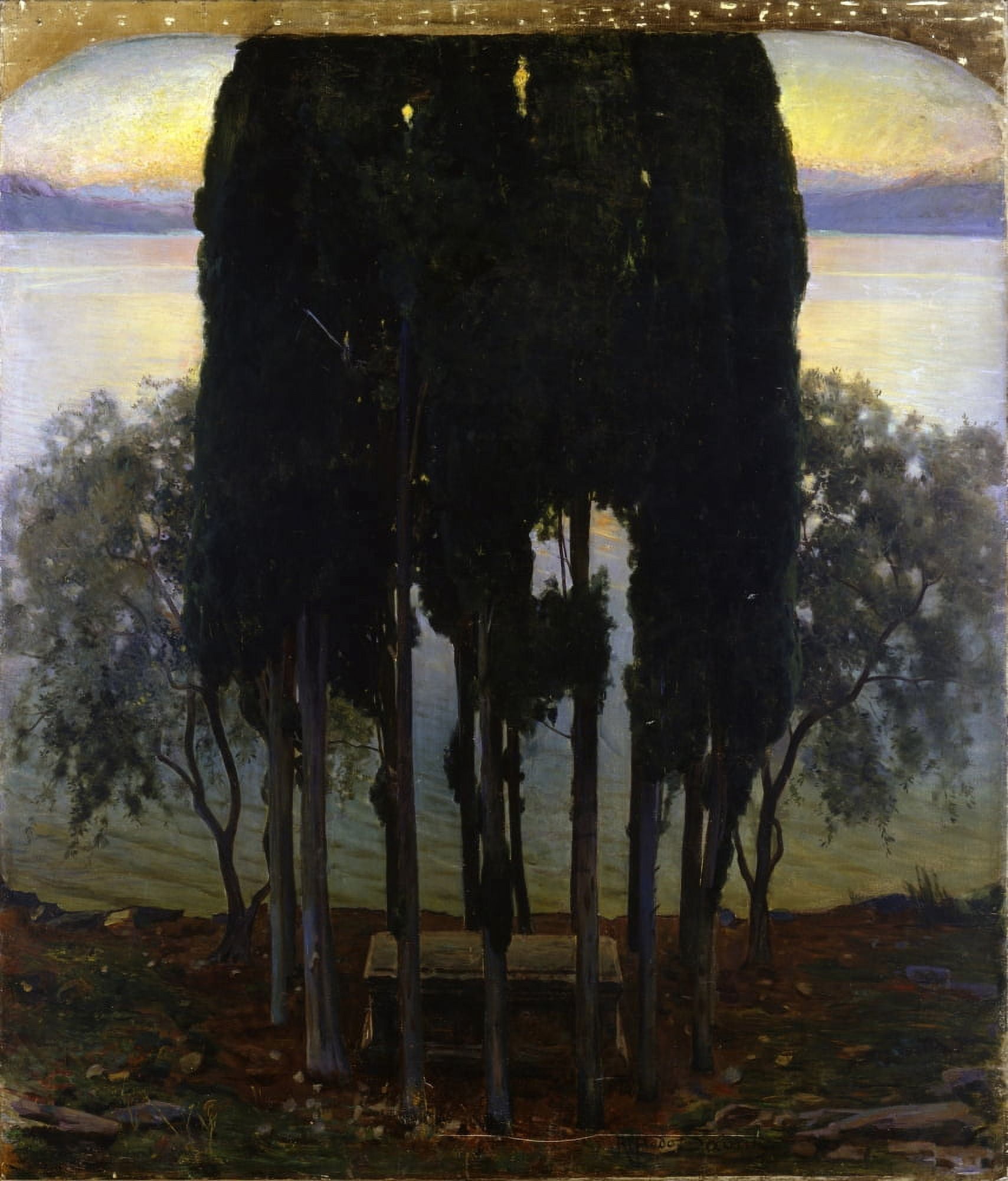Peace (Grave Among Cypress Trees) Canvas Art - (24 x 36)