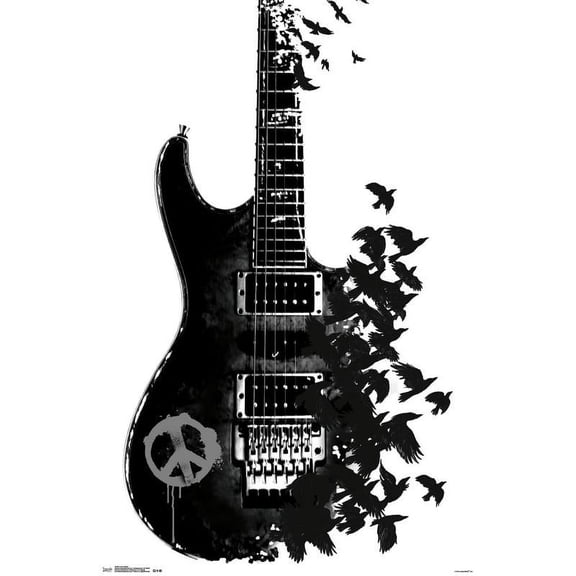 Peace Guitar Made of Crows Wall Poster, 22.375" x 34"