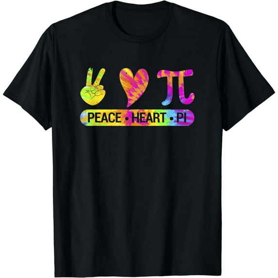 Peace Heart Pi Day Tie Dye Mathematics Science Math Teacher T-Shirt