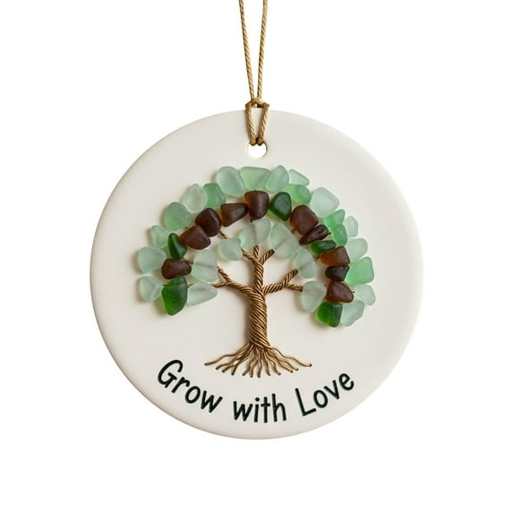 Peace & Hope Sea Glass Ornament, Dove Hanging Decoration, Friendship Keepsake Ornament for Christmas Tree or Home Decor Gift