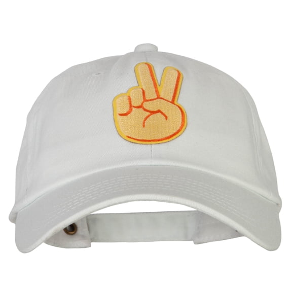Peace Icon Patched Unstructured Washed Cap - White OSFM
