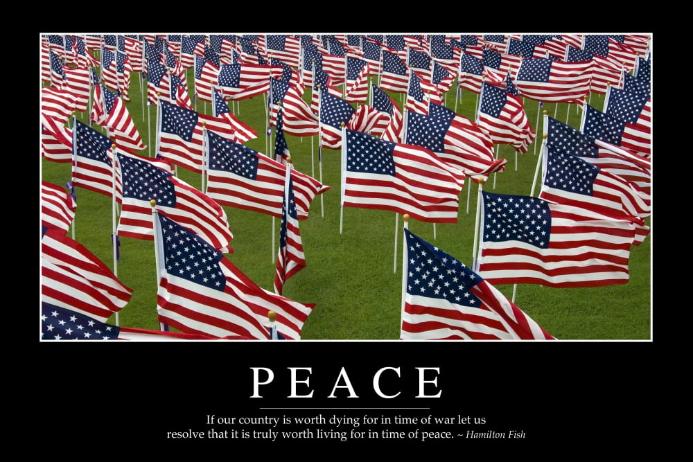 Peace Inspirational Quote and Motivational Poster Canvas Art - Stocktrek Images (34 x 23)