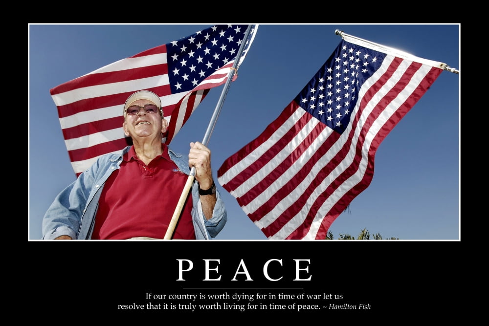Peace Inspirational Quote and Motivational Poster Canvas Art - Stocktrek Images (34 x 23)