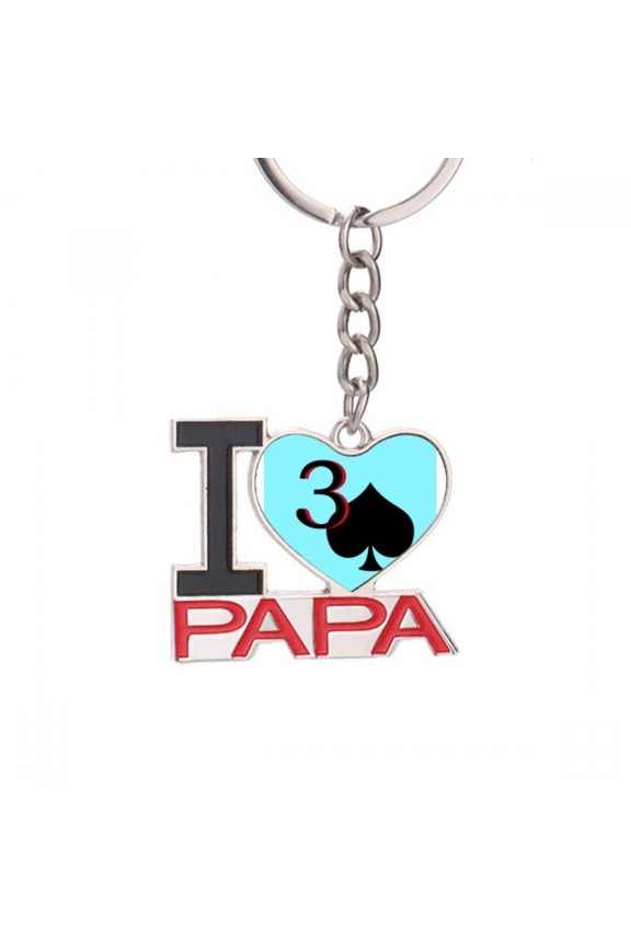 Peace Jupiter Spade 3 Poker Keychain Metal Keyring Holder Love PAPA Father