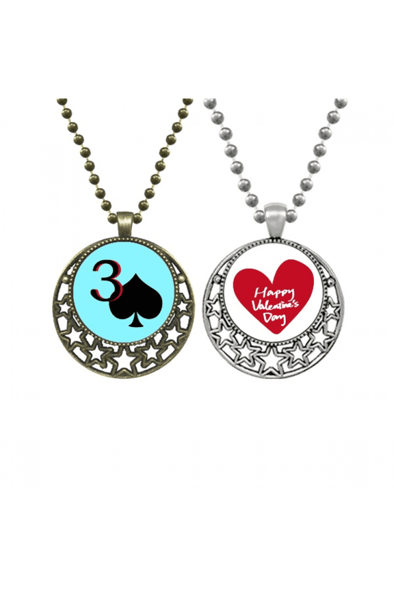 Peace Jupiter Spade 3 Poker Pendant Necklace Mens Womens Valentine Chain